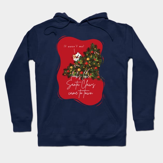 Looks like Santa Claws came to town - Red Christmas Aesthetic Hoodie by applebubble